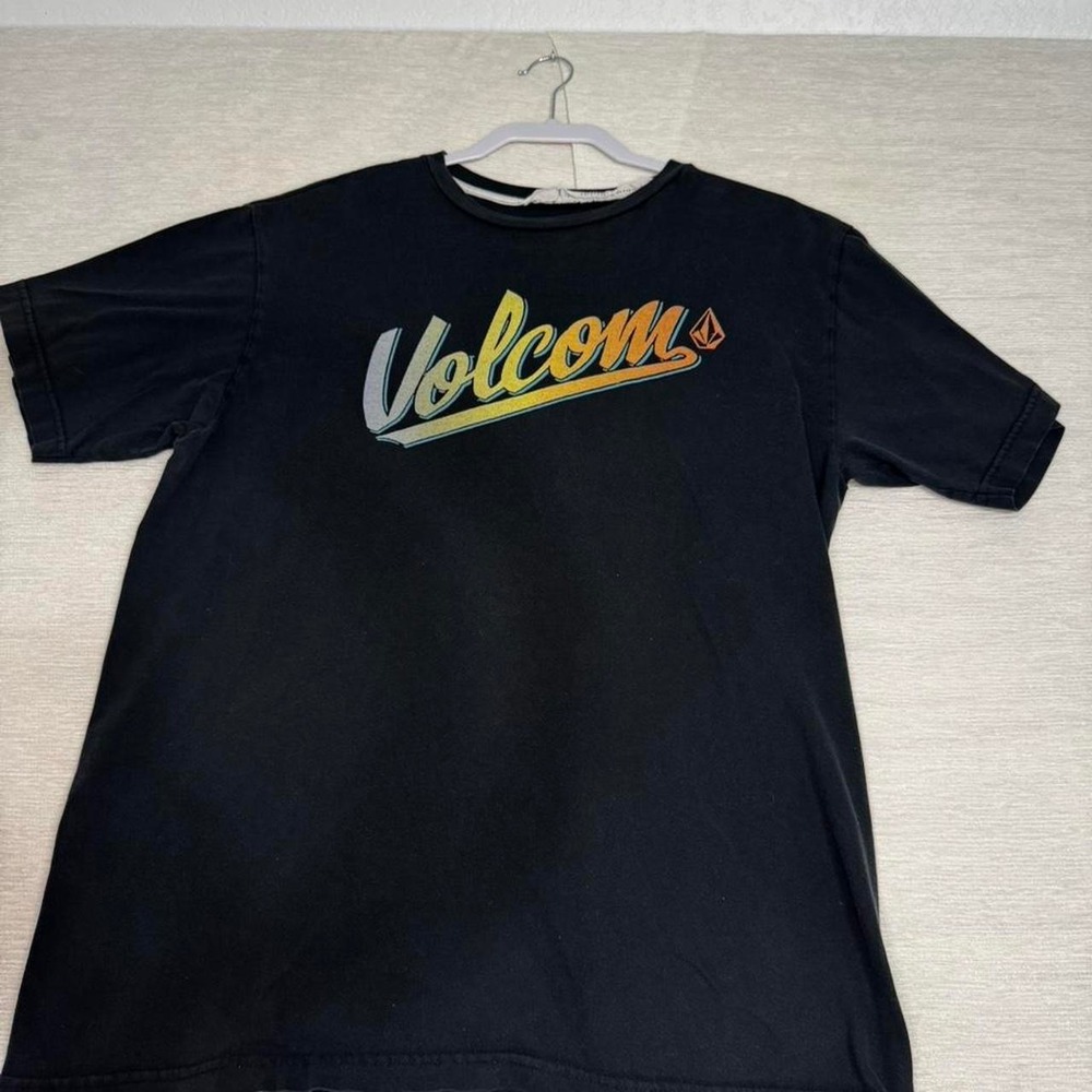 Volcom Mens Script Logo Graphic T-Shirt Short Sleeve Crew Neck Black